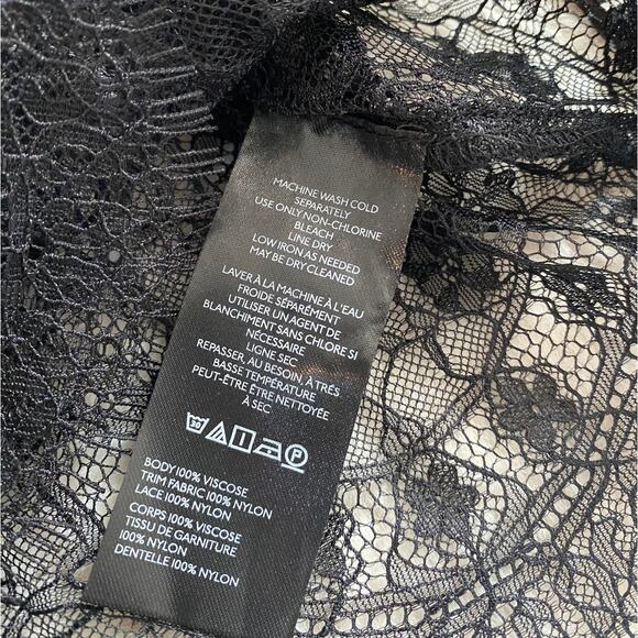 Anthropologie Black Lace Ruffle Floral Sheer Blouse - Picture 12 of 13